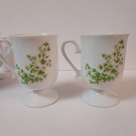Set of 4 House of Prill Shamrock/Clover Pedestal Style Coffee Cups - Picture 4 of 8